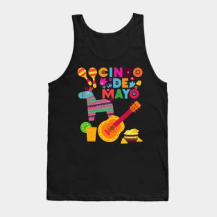 Cinco De Mayo Fun colorful celebration fifth may Mexican style cactus piñata Sombrero Tank Top